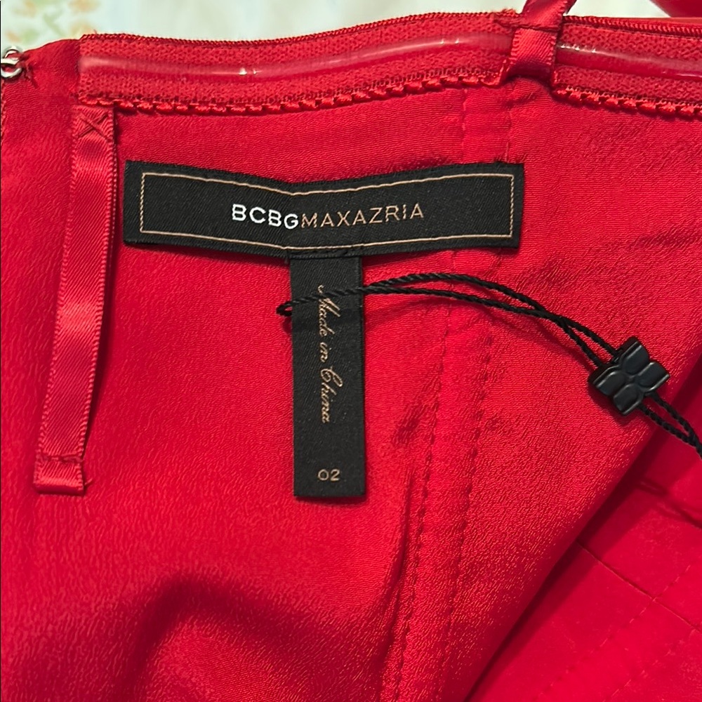 BCBGMaxAzria Red Ruched Ruffled One Shoulder Dress - Picture 3 of 5